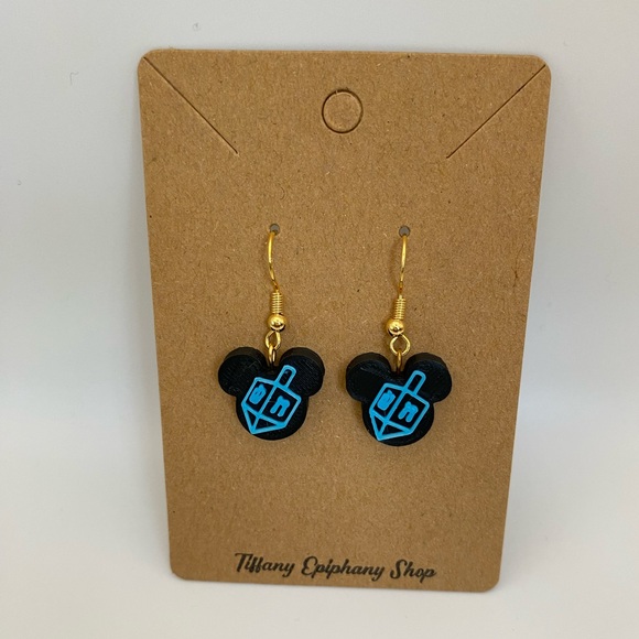 One pair Hanukkah Mickey Earrings Handmade NWT - Picture 9 of 15